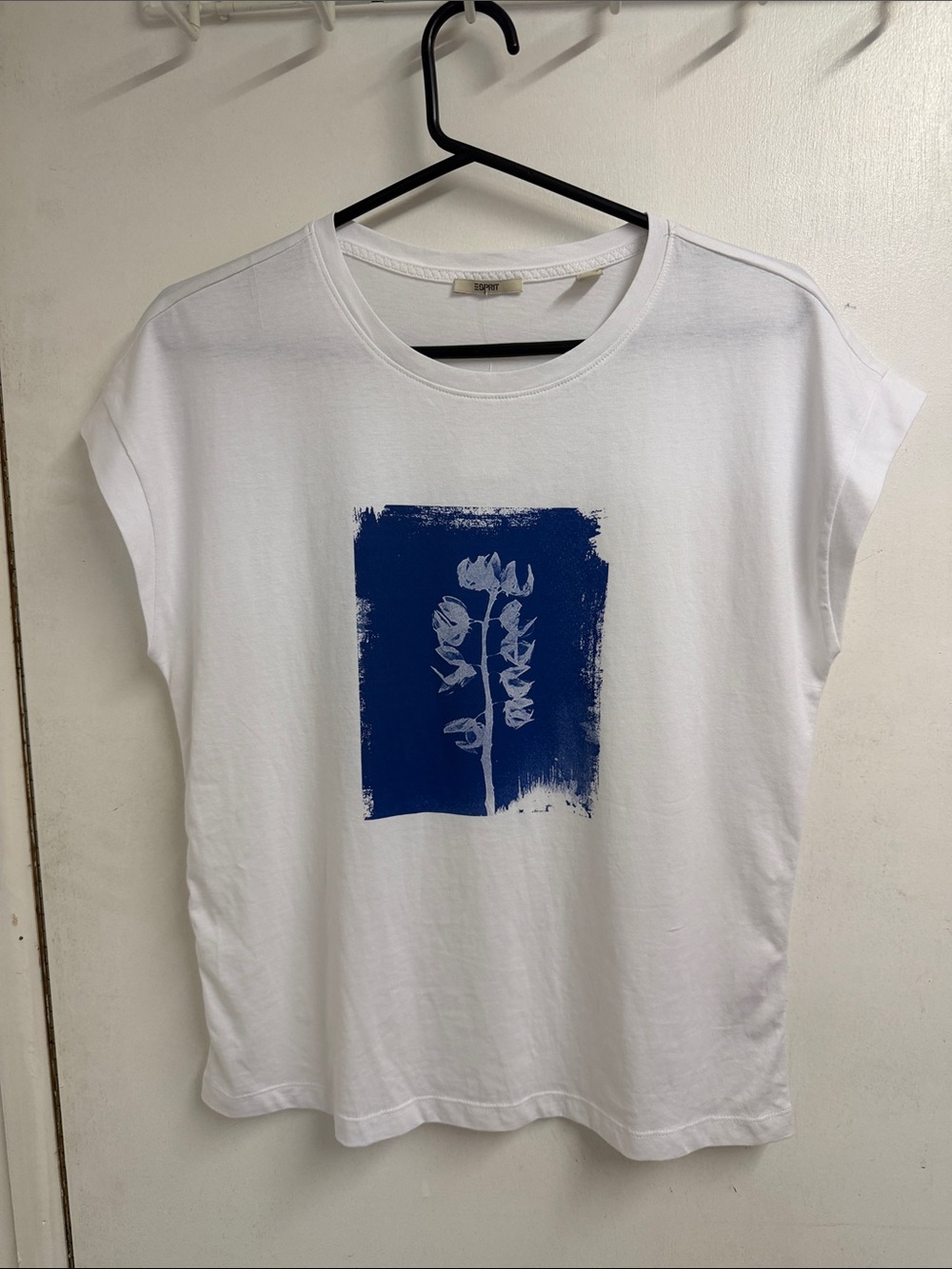 White Tee with Blue Floral Print